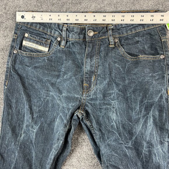 Ecko Unltd Jeans Mens 32 Blue Skinny Low Acid Washed Pockets Rap Hip Hop 32x30 - Picture 6 of 12